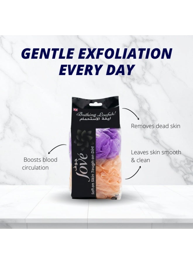 Jove Bath Loofah Sponge – 2 Pcs Pack, Soft Exfoliating Shower Pouf for Gentle Body Cleansing - Image 5